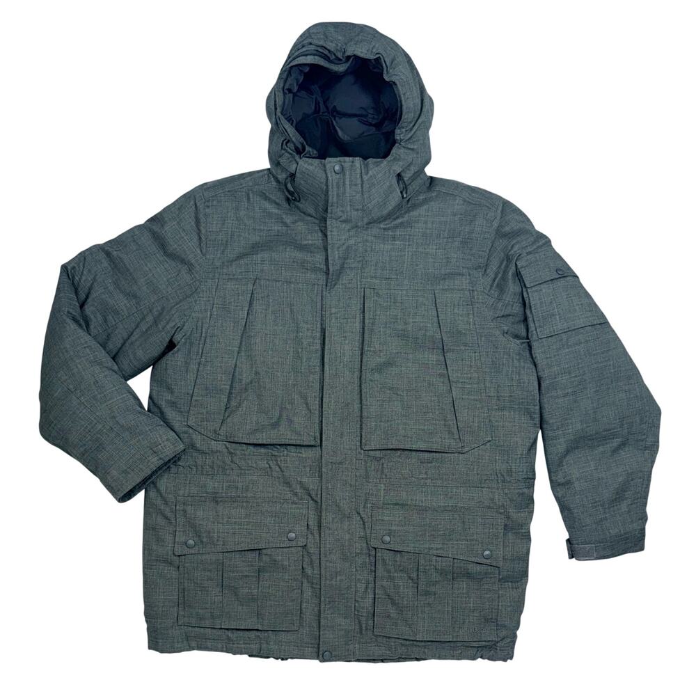 L.L. Bean Down Parka XXL Wind Water Resistant Coat Hood Mid Length Dark Gray